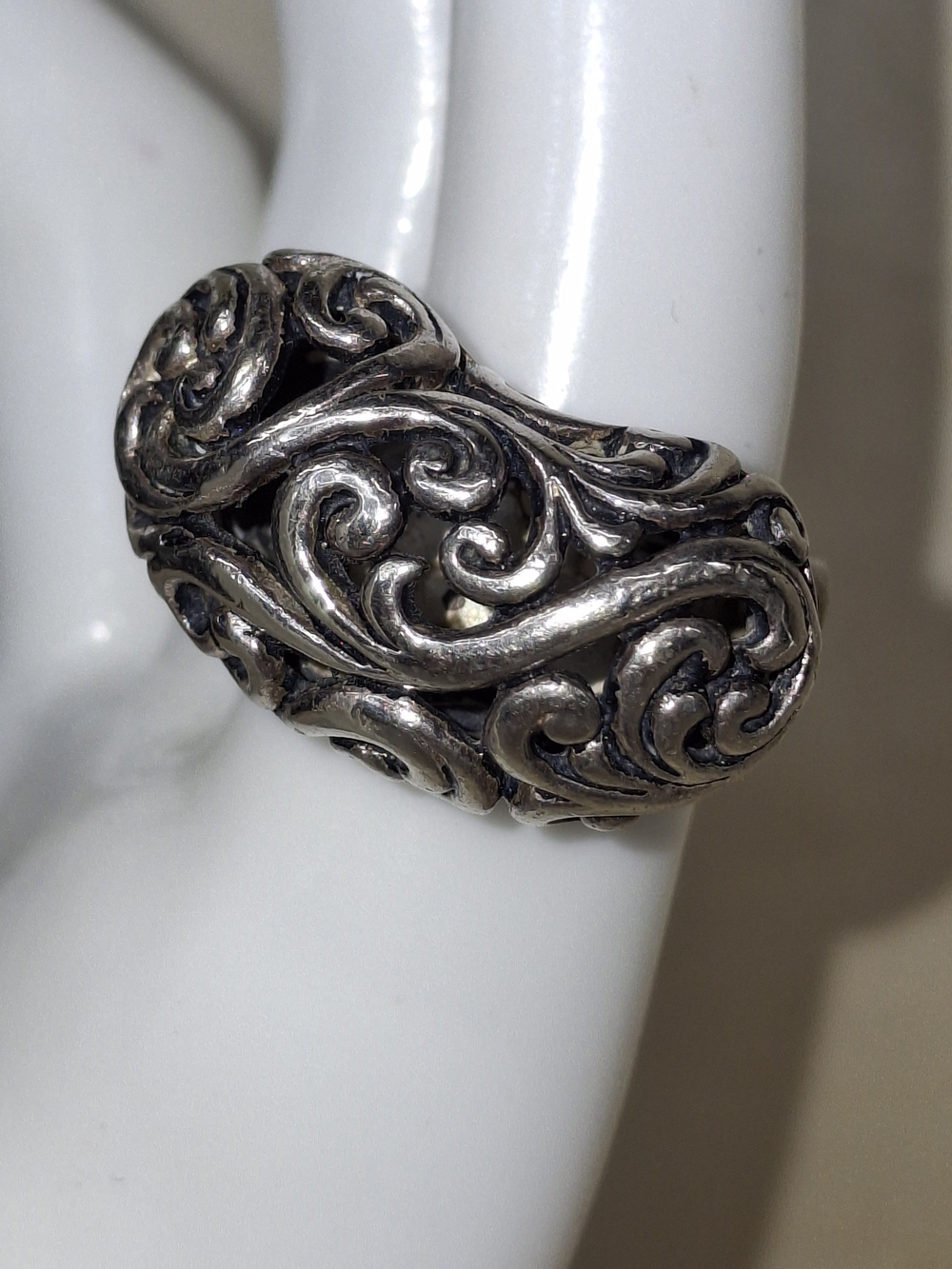 Intricate Swirl Dome Ring in Antique Silver Tone